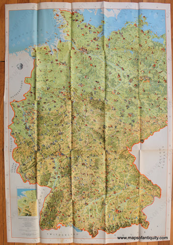 Antique-Pictorial-Map-Panoramic-Map-of-Germany's-Outstanding-Sights-Europe-Germany-1954-Gassdorf-Maps-Of-Antiquity-1800s-19th-century
