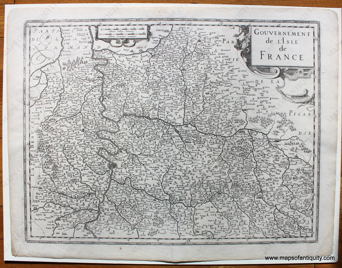 1633 - Gouvernement De L’isle France Antique Map Genuine Uncolored