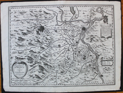 1627 - Orange France La Principaute D’orange Et Comtat De Venaissin Antique Map Genuine