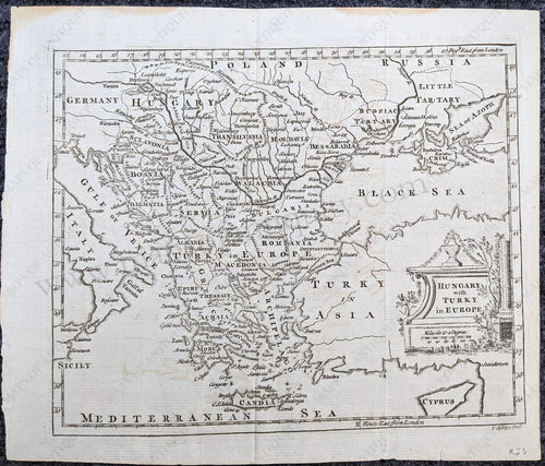 Genuine-Antique-Map-Hungary-with-Turky-in-Europe-Europe-Turkey-&-the-Mediterranean-c.-1766-Jefferys-/-Salmon-Maps-Of-Antiquity-1800s-19th-century