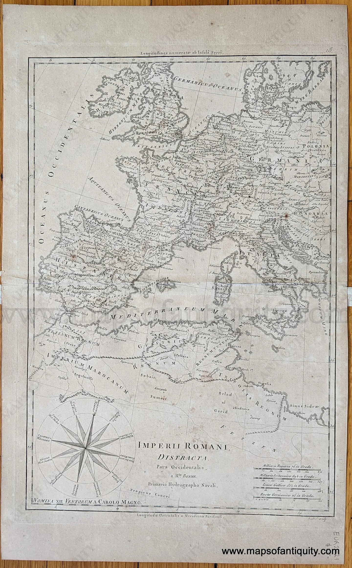 Genuine-Antique-Map-Imperii-Romani-Distracta-Europe--1787-Bonne-and-Desmarest-Maps-Of-Antiquity-1800s-19th-century