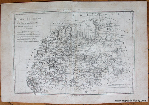 Genuine-Antique-Map-Royaume-de-Hongrie-et-Pays-adjacents-Europe-Hungary-1787-Bonne-and-Desmarest-Maps-Of-Antiquity-1800s-19th-century