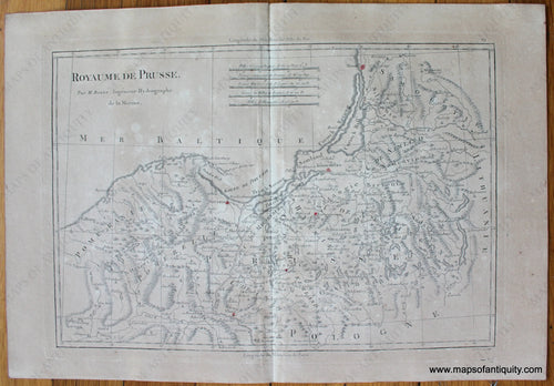 Genuine-Antique-Map-Royaume-de-Prusse-Europe-Prussia-1787-Bonne-and-Desmarest-Maps-Of-Antiquity-1800s-19th-century