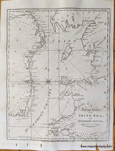 Genuine-Antique-Map-A-Correct-Chart-of-the-Irish-Sea-with-St-George's-Channel-Europe--1795-Malham's-Naval-Gazetteer-Maps-Of-Antiquity-1800s-19th-century