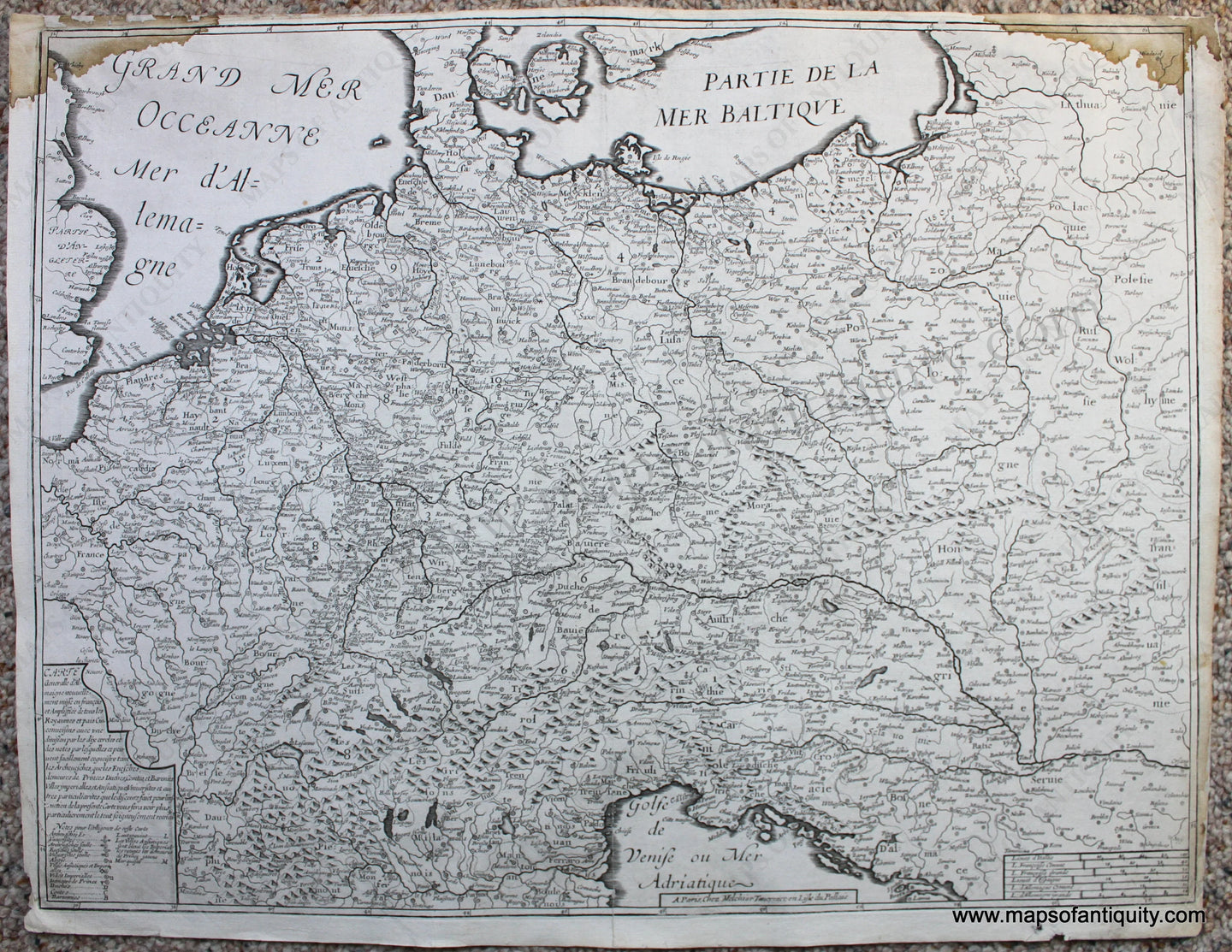 Genuine-Antique-Map-Carte-Generalle-d'Almaigne-nouvellementÃ¢â‚¬Â¦-Europe-during-the-30-Years'-War-Antique-Maps---Europe-Europe-1637-Tavernier-Maps-Of-Antiquity-1800s-19th-century