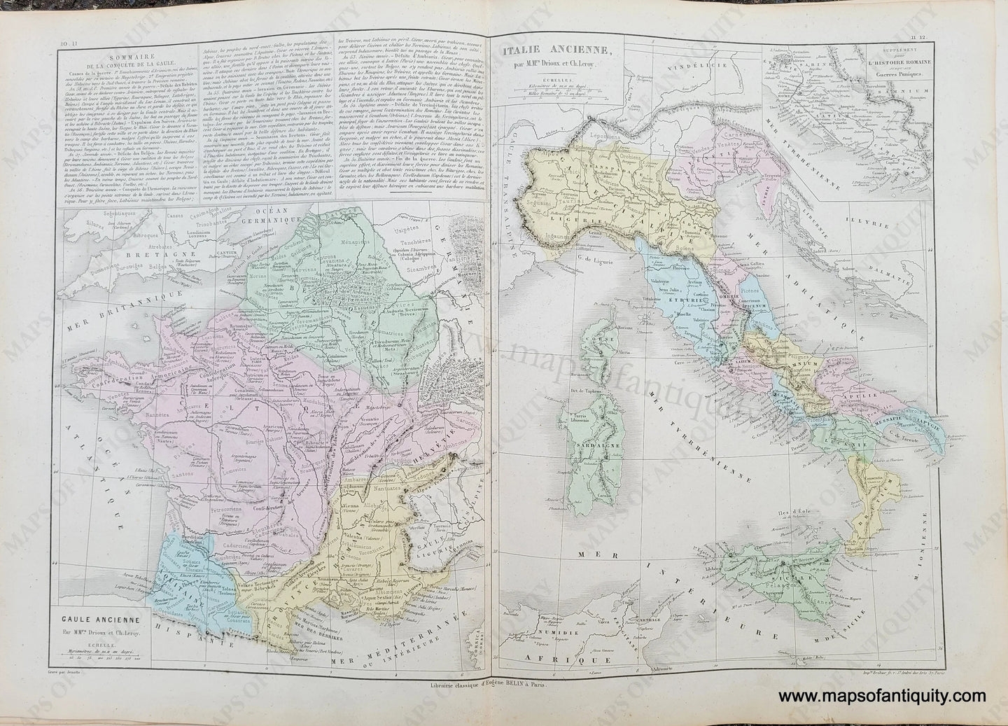 Genuine-Antique-Map-Ancient-France-and-Ancient-Italy---Gaule-Ancienne,-Italie-Ancienne-1875-Drioux-&-Leroy-EUR2805-Maps-Of-Antiquity