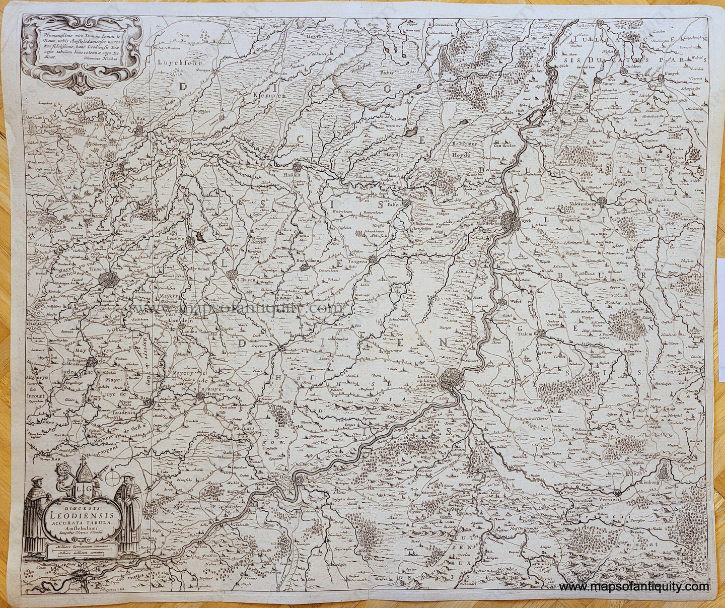 Genuine-Antique-Map-Belgium---Dioecesis-Leodiensis-Accurata-Tabula-1630s-Mercator-Hondius-Janssonius-Maps-Of-Antiquity