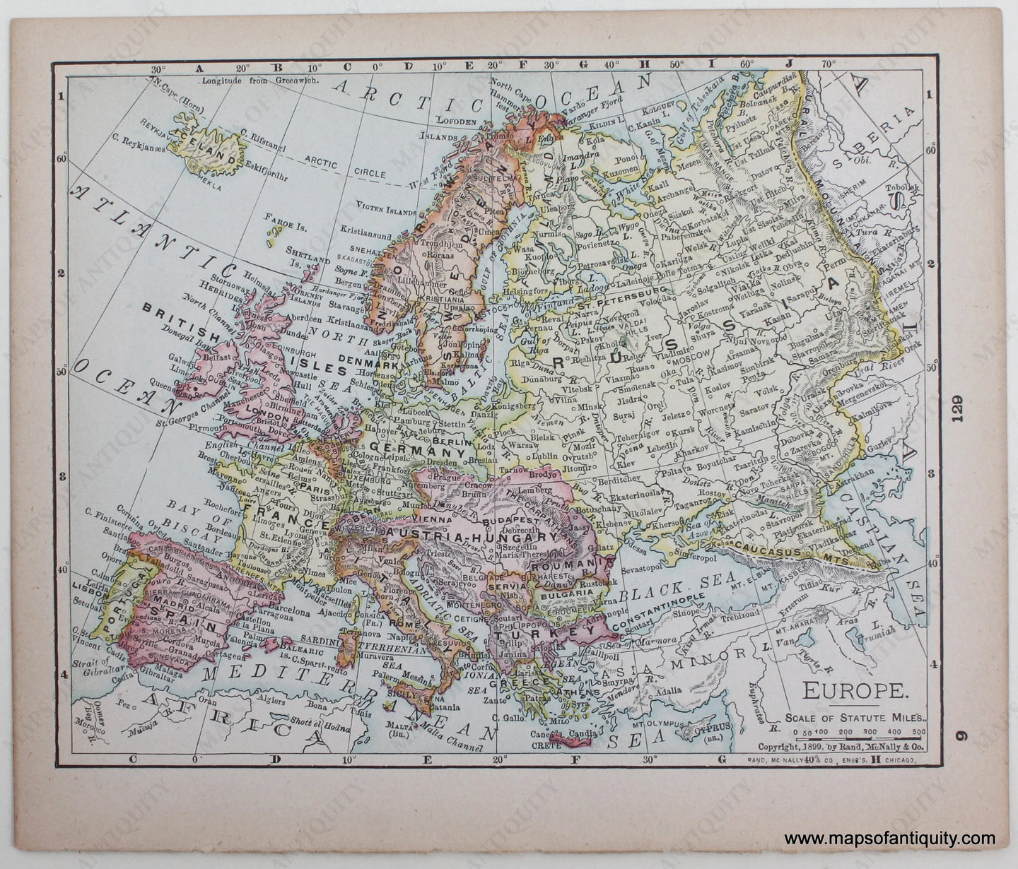 Genuine-Antique-Map-Europe-1900-Rand-McNally-Maps-Of-Antiquity