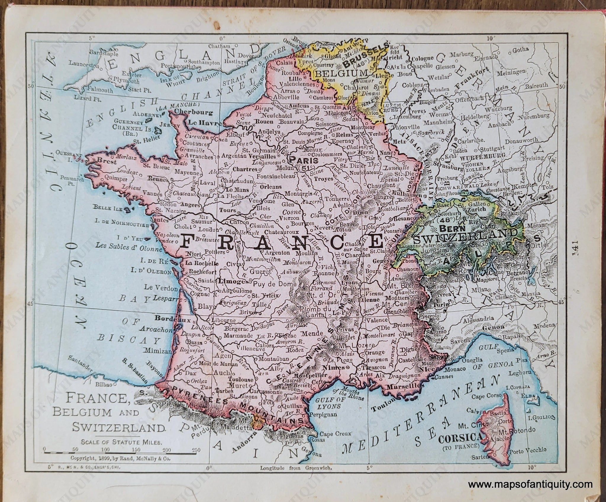 1900 - France, Belgium, and Switzerland - Antique Map – Maps of