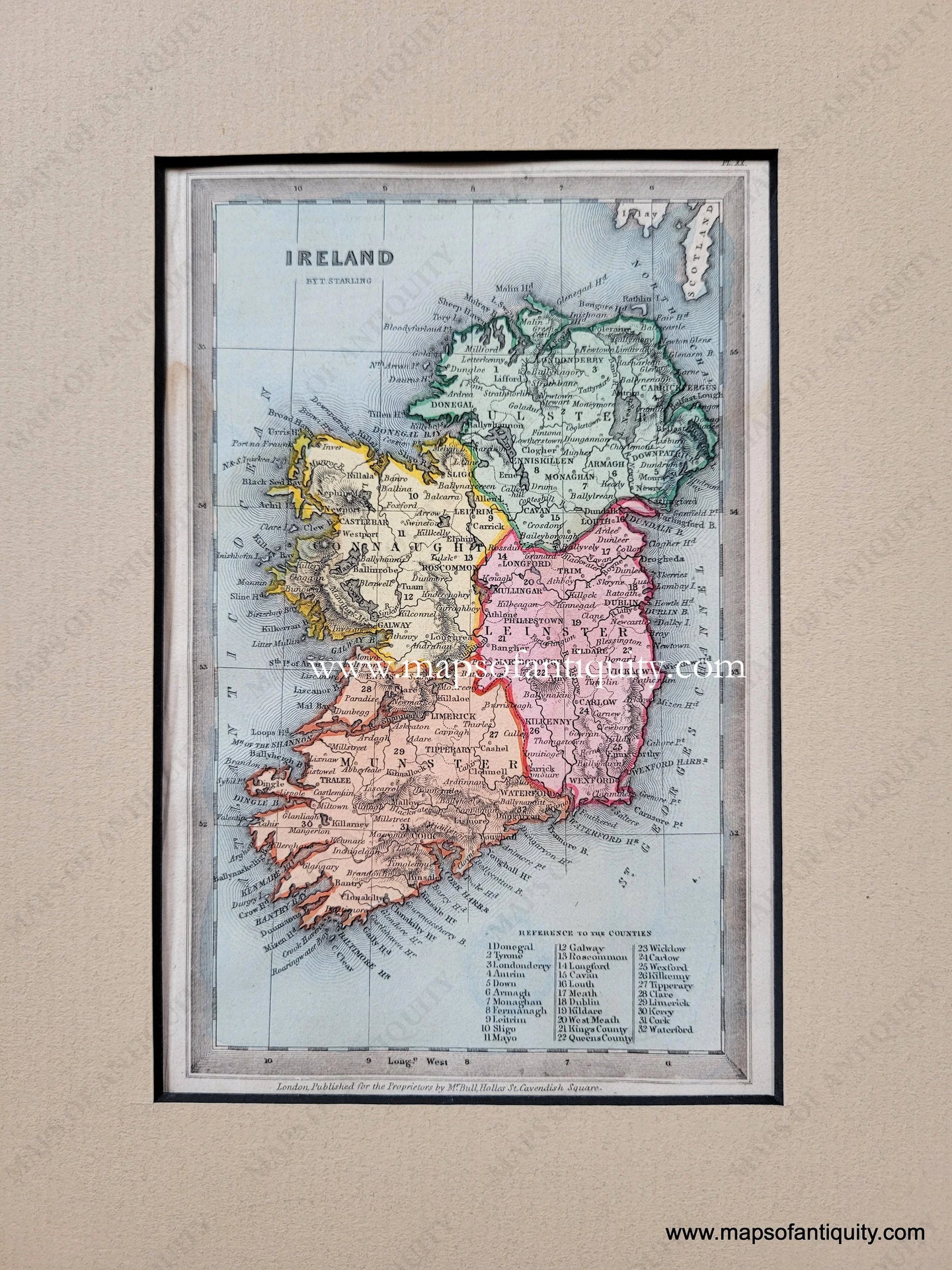 Genuine-Antique-Map-Ireland-1833-Starling-/-Bull-Maps-Of-Antiquity