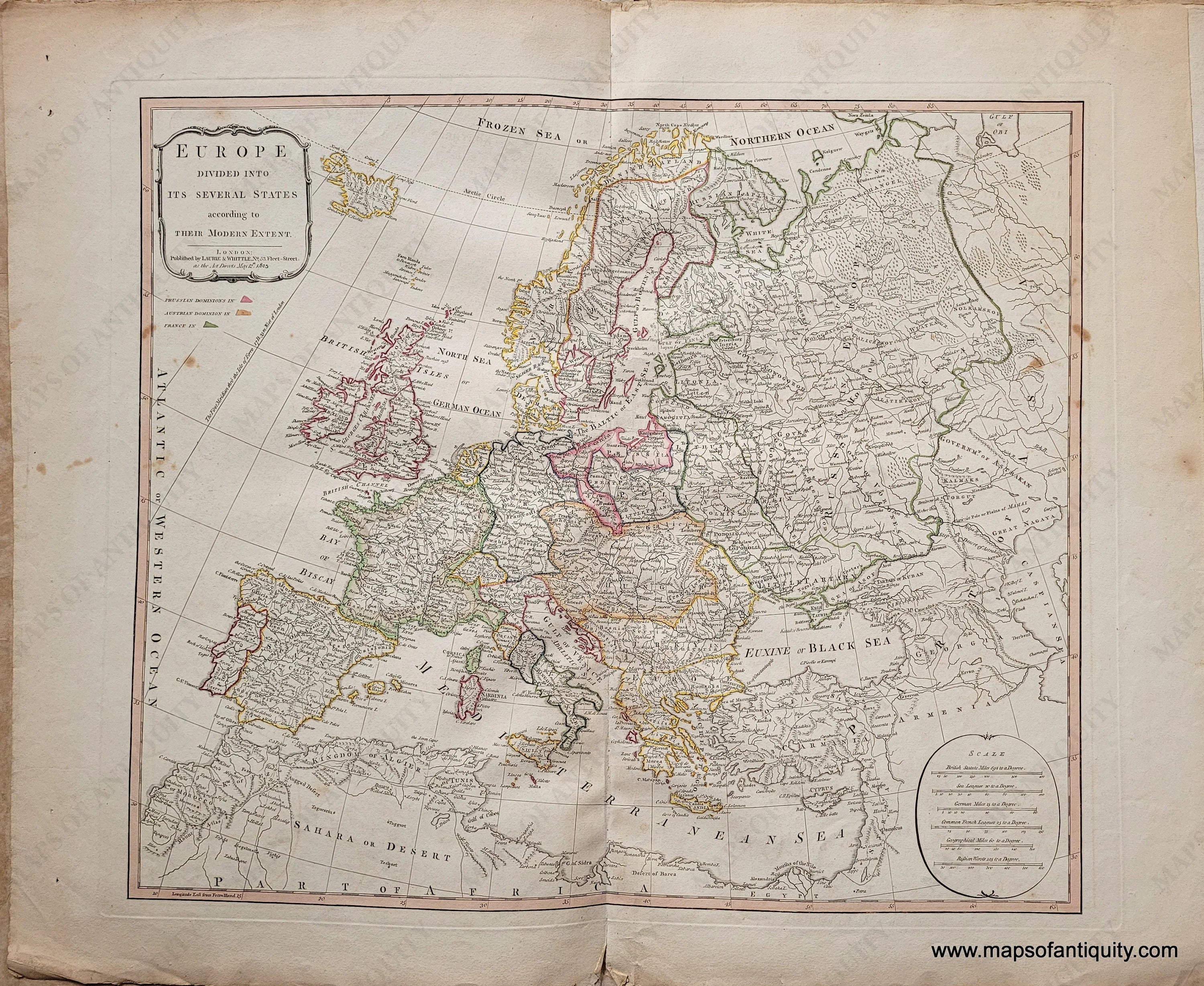 1805 - Europe Divided into its Several States according to their Moder ...