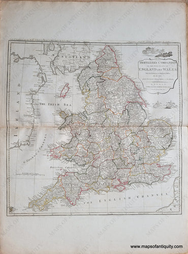 Genuine Antique Map-The Traveller's Companion or the Post Roads of England and Wales with the Distances in Measured Miles-1794-Laurie and Whittle-Maps-Of-Antiquity