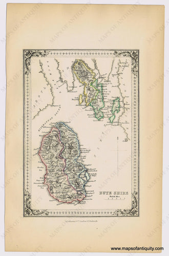 Genuine-Antique-Hand-colored-Map-Bute-Shire-Scotland--1855-A-Fullarton-Co--Maps-Of-Antiquity