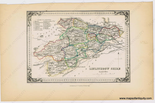 Genuine-Antique-Hand-colored-Map-Linlithgow-Shire-1855-A-Fullarton-Co--Maps-Of-Antiquity