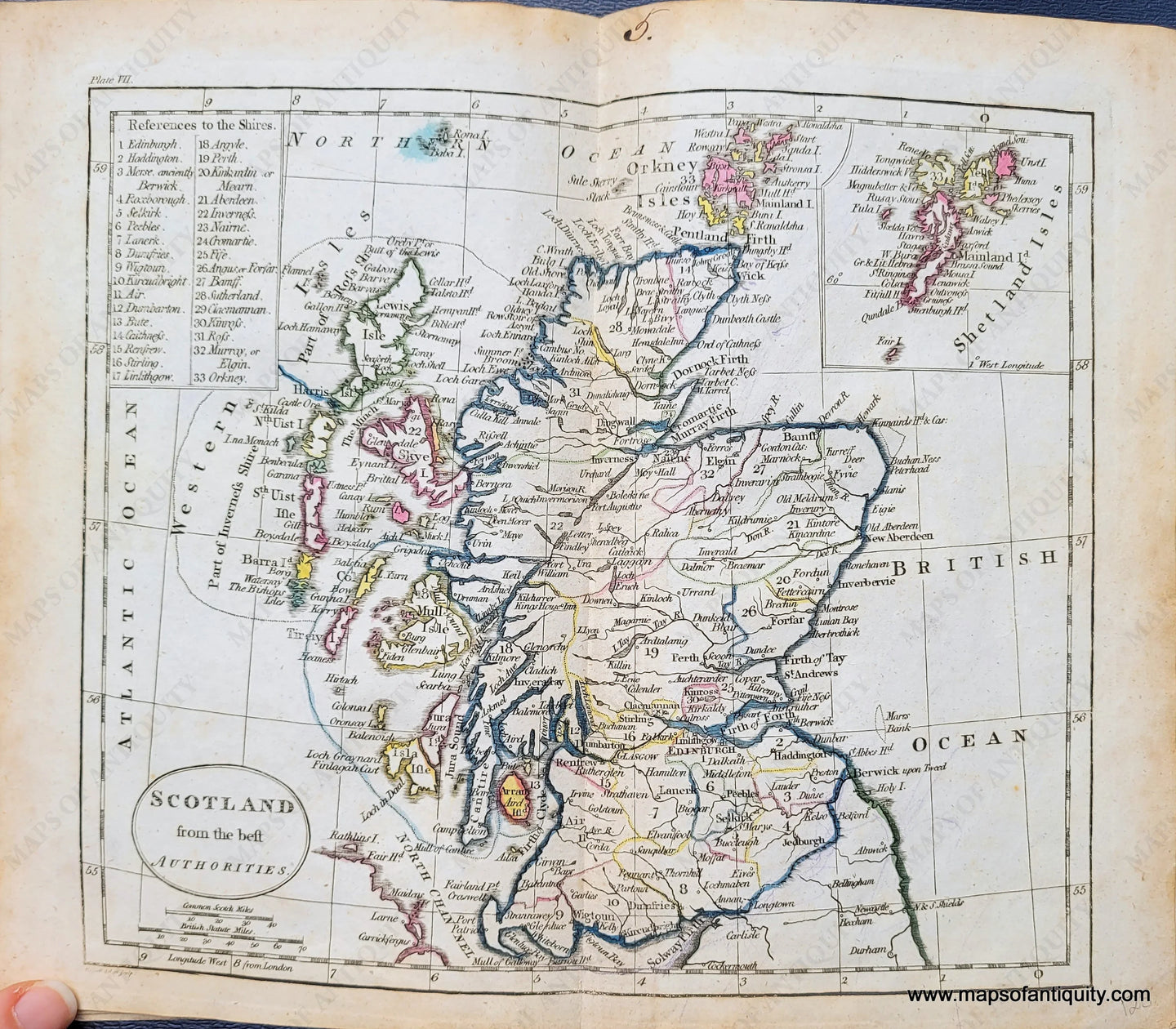 Genuine-Antique-Map-Scotland-from-the-best-Authorities-1800-Russell-Guthrie-Maps-Of-Antiquity