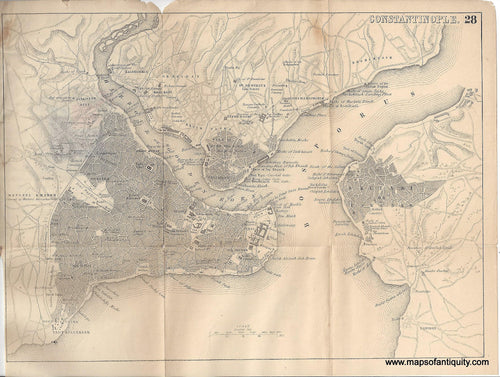 Genuine-Antique-Map-Constantinople--1895-Bradshaw-Maps-Of-Antiquity
