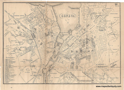 Genuine-Antique-Map-Geneva-Switzerland--1895-Bradshaw-Maps-Of-Antiquity