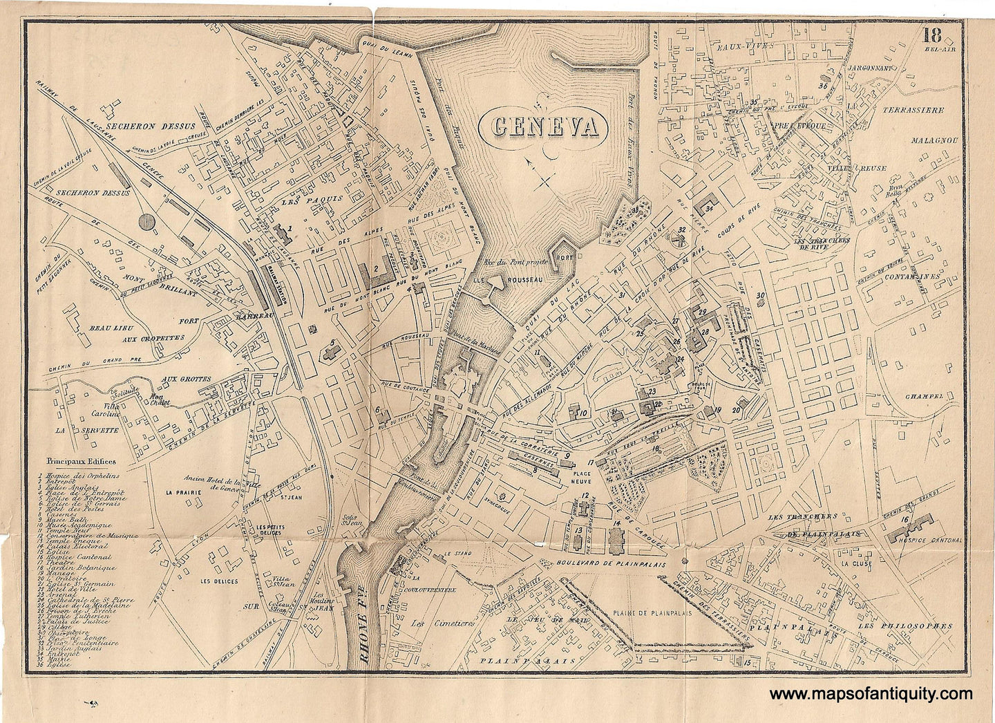 Genuine-Antique-Map-Geneva-Switzerland--1895-Bradshaw-Maps-Of-Antiquity