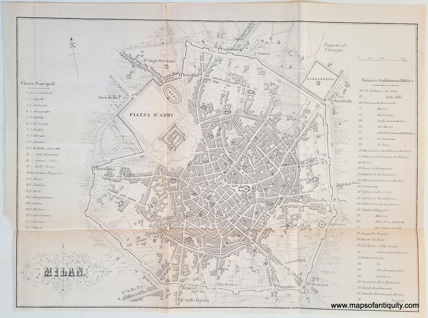 Genuine-Antique-Map-Milan-Italy--1895-Bradshaw-Maps-Of-Antiquity
