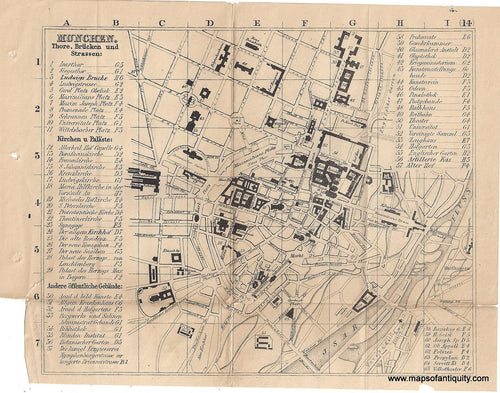 Genuine-Antique-Map-Muchen-Germany--1895-Bradshaw-Maps-Of-Antiquity