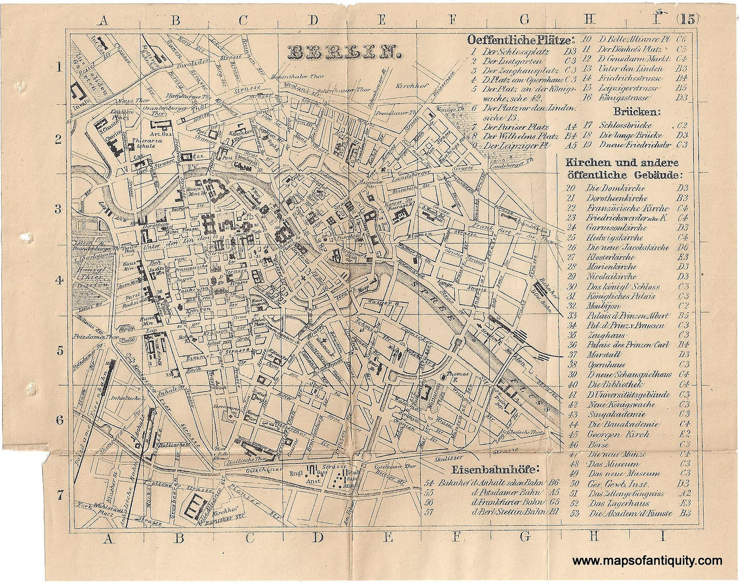 Genuine-Antique-Map-Berlin-Germany--1895-Bradshaw-Maps-Of-Antiquity