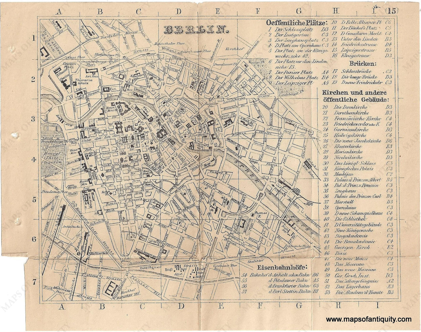 Genuine-Antique-Map-Berlin-Germany--1895-Bradshaw-Maps-Of-Antiquity