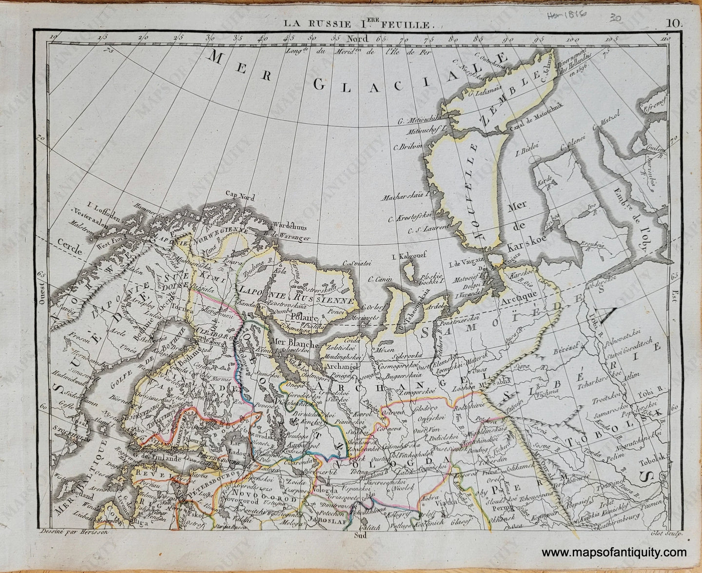 Genuine-Antique-Map-Part-of-Russia-La-Russie-1ere-Feuille-Russia-1816-Herisson-Maps-Of-Antiquity-1800s-19th-century