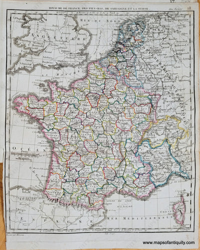 Genuine-Antique-Map-Kingdom-of-France-The-Netherlands-Sardinia-and-Switzerland-France-Holland-The-Netherlands-1816-Herisson-Maps-Of-Antiquity-1800s-19th-century