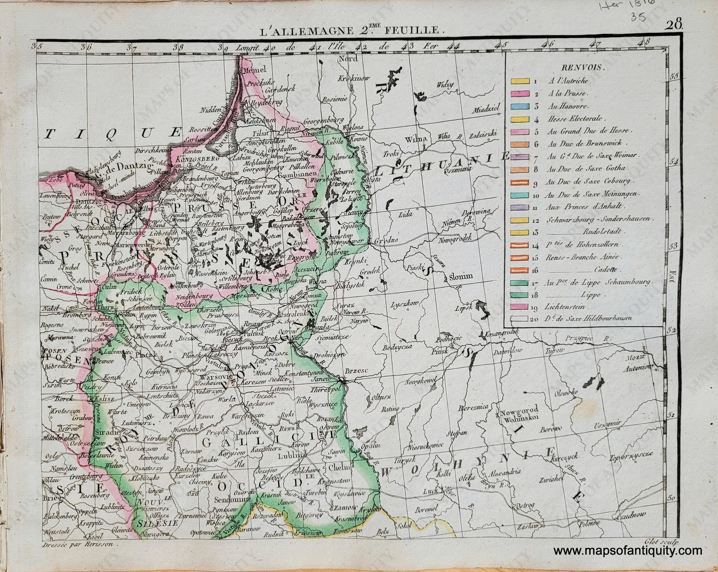 Genuine-Antique-Map-Germany-in-4-sheets-Sheet-2-LAllemagne-2e-Feuille-Germany-1816-Herisson-Maps-Of-Antiquity-1800s-19th-century