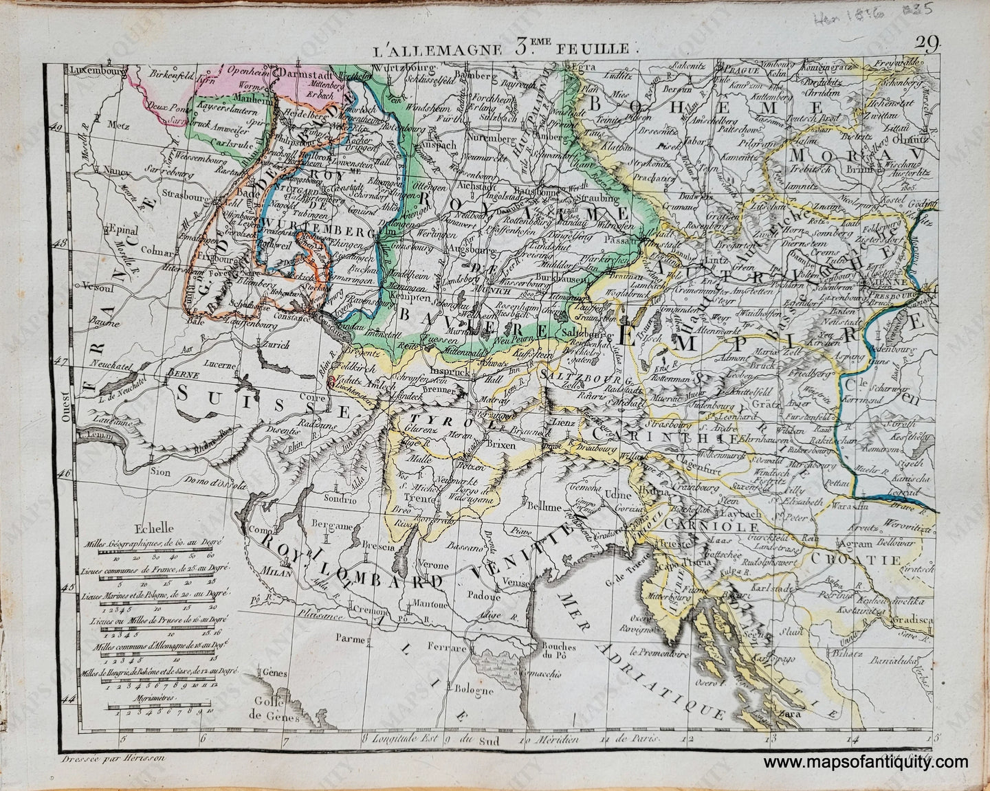 Genuine-Antique-Map-Germany-in-4-sheets-Sheet-3-LAllemagne-3eme-Feuille-Germany-1816-Herisson-Maps-Of-Antiquity-1800s-19th-century