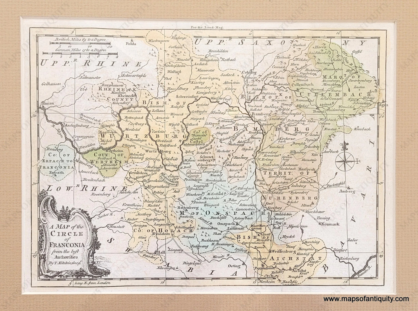 Genuine-Antique-Map-A-Map-of-the-Circle-of-Franconia-from-the-best-Authorities-1758-Kitchin-London-Magazine-Maps-Of-Antiquity