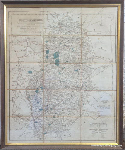 1846 - Nottinghamshire (England) Antique Map Genuine