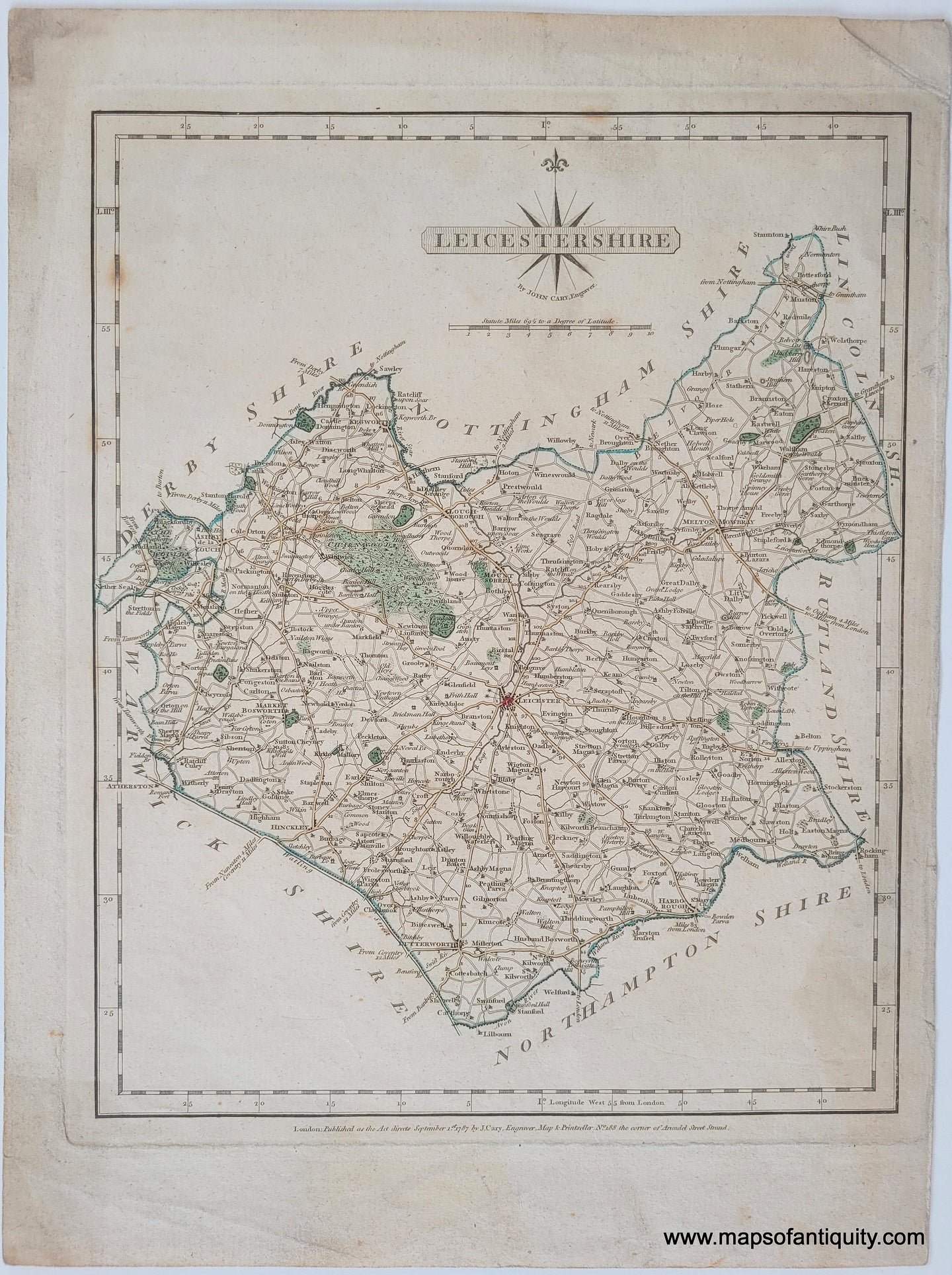 1787 - Leicestershire - Antique Map