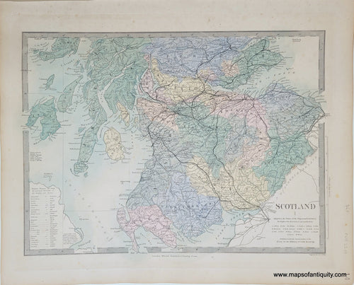 Genuine-Antique-Map-Scotland-I-Scotland--1860-SDUK-Society-for-the-Diffusion-of-Useful-Knowledge-Maps-Of-Antiquity-1800s-19th-century