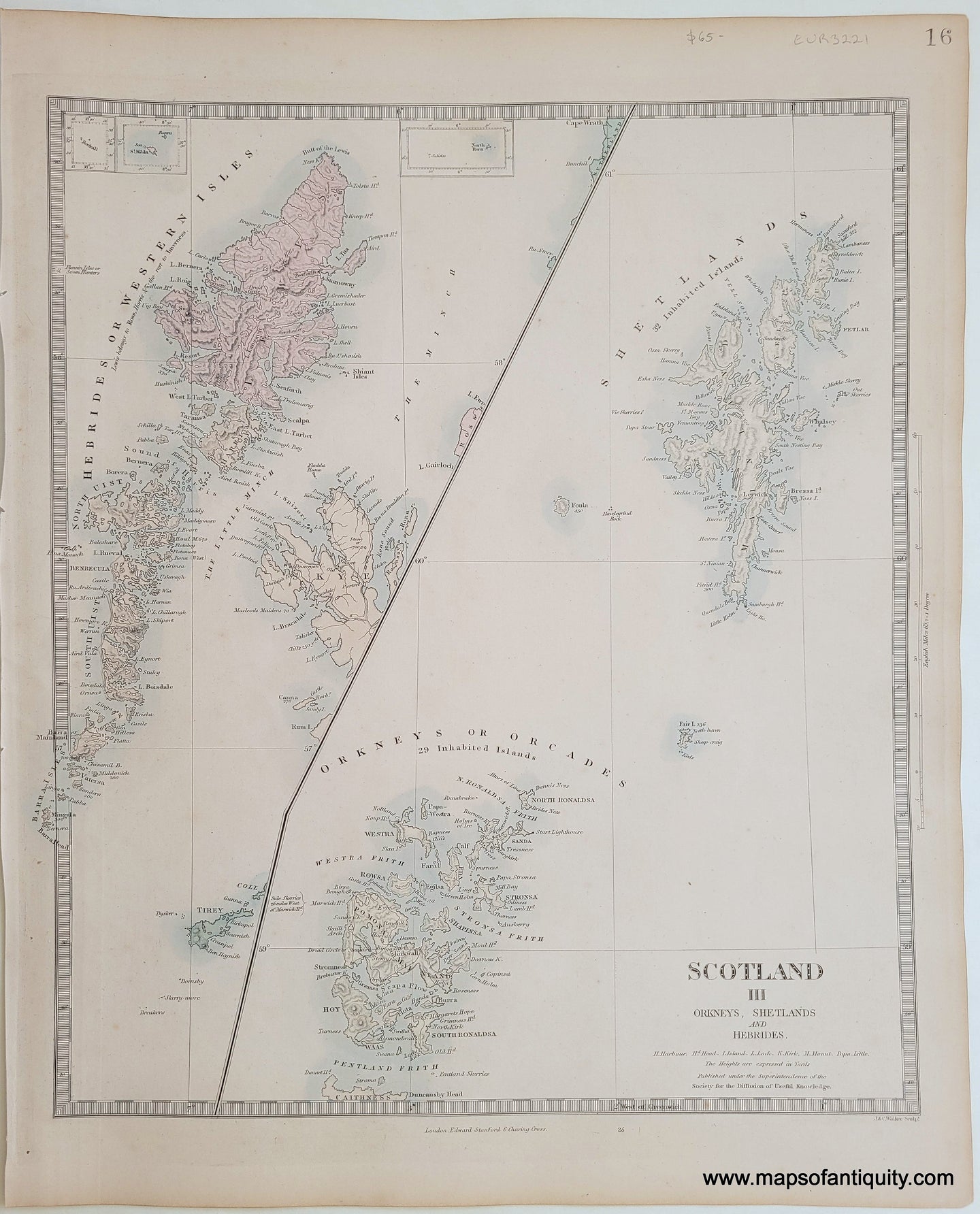 Genuine-Antique-Map-Scotland-III-Orkneys-Shetlands-and-Hebrides-Scotland--1860-SDUK-Society-for-the-Diffusion-of-Useful-Knowledge-Maps-Of-Antiquity-1800s-19th-century