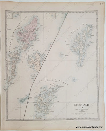 Genuine-Antique-Map-Scotland-III-Orkneys-Shetlands-and-Hebrides-Scotland--1860-SDUK-Society-for-the-Diffusion-of-Useful-Knowledge-Maps-Of-Antiquity-1800s-19th-century