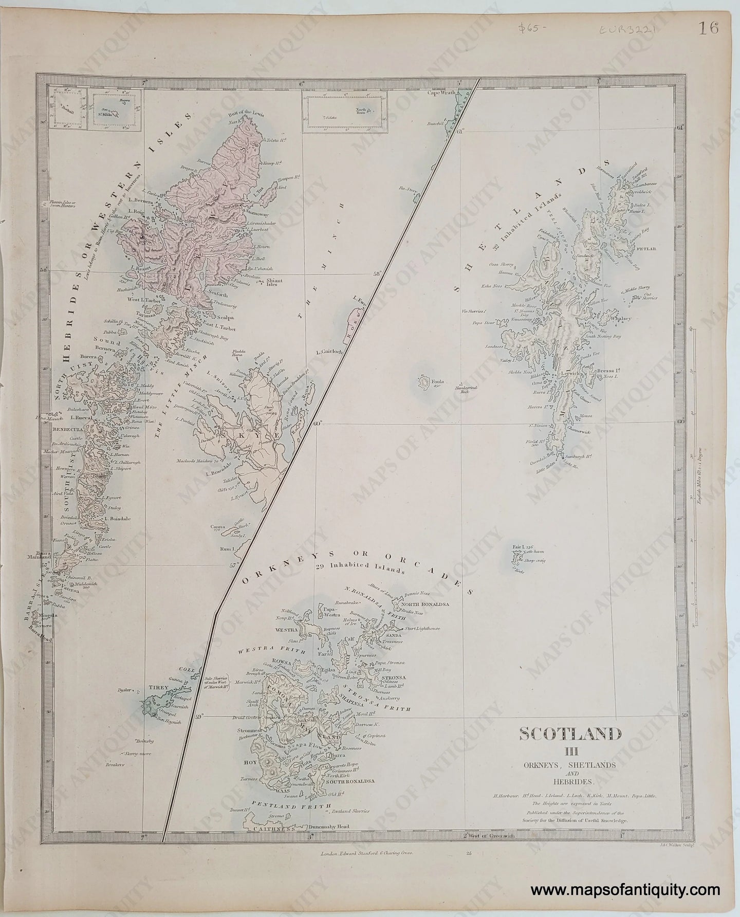 Genuine-Antique-Map-Scotland-III-Orkneys-Shetlands-and-Hebrides-Scotland--1860-SDUK-Society-for-the-Diffusion-of-Useful-Knowledge-Maps-Of-Antiquity-1800s-19th-century