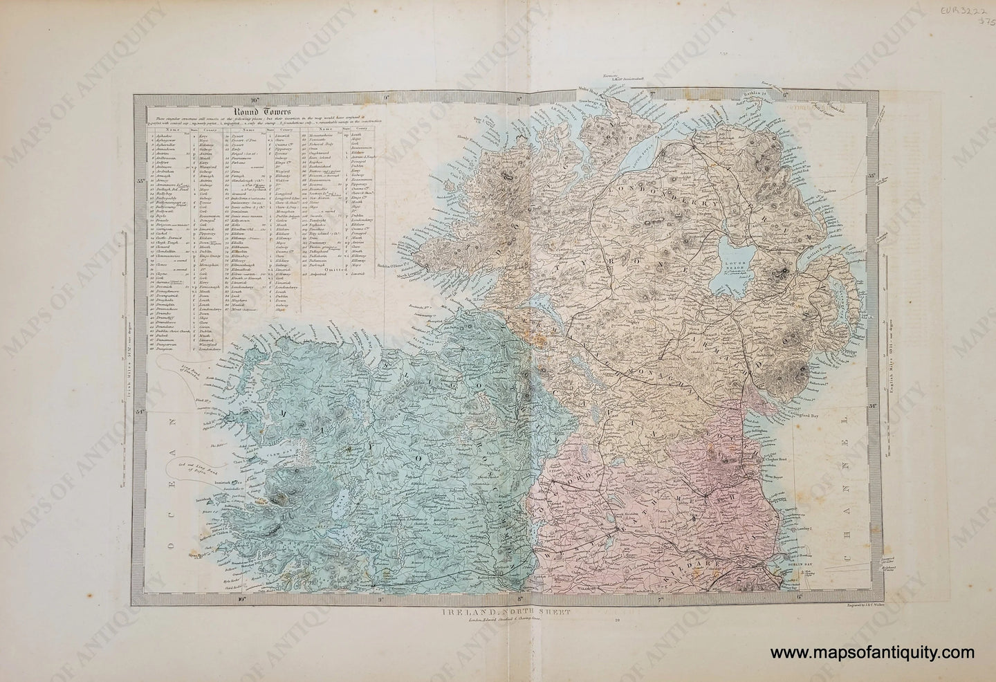 Genuine-Antique-Map-Ireland-North-Sheet-Ireland--1860-SDUK-Society-for-the-Diffusion-of-Useful-Knowledge-Maps-Of-Antiquity-1800s-19th-century