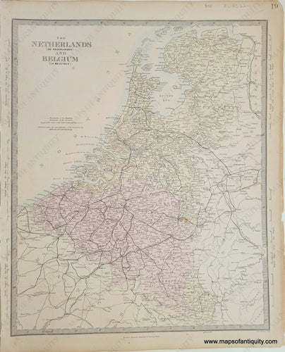 Genuine-Antique-Map-The-Netherlands-De-Nederlanden-and-Belgium-La-Belgique--Holland-The-Netherlands-Belgium--1860-SDUK-Society-for-the-Diffusion-of-Useful-Knowledge-Maps-Of-Antiquity-1800s-19th-century