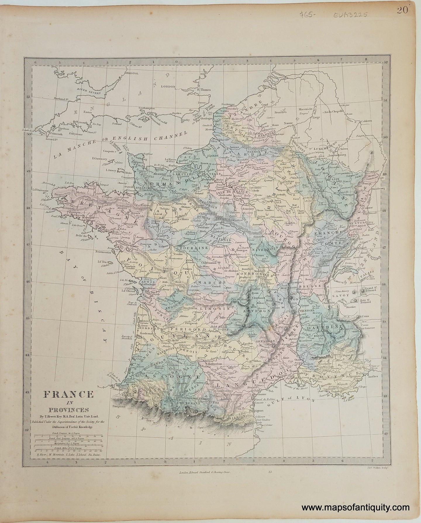 Genuine-Antique-Map-France-in-Provinces-France--1860-SDUK-Society-for-the-Diffusion-of-Useful-Knowledge-Maps-Of-Antiquity-1800s-19th-century