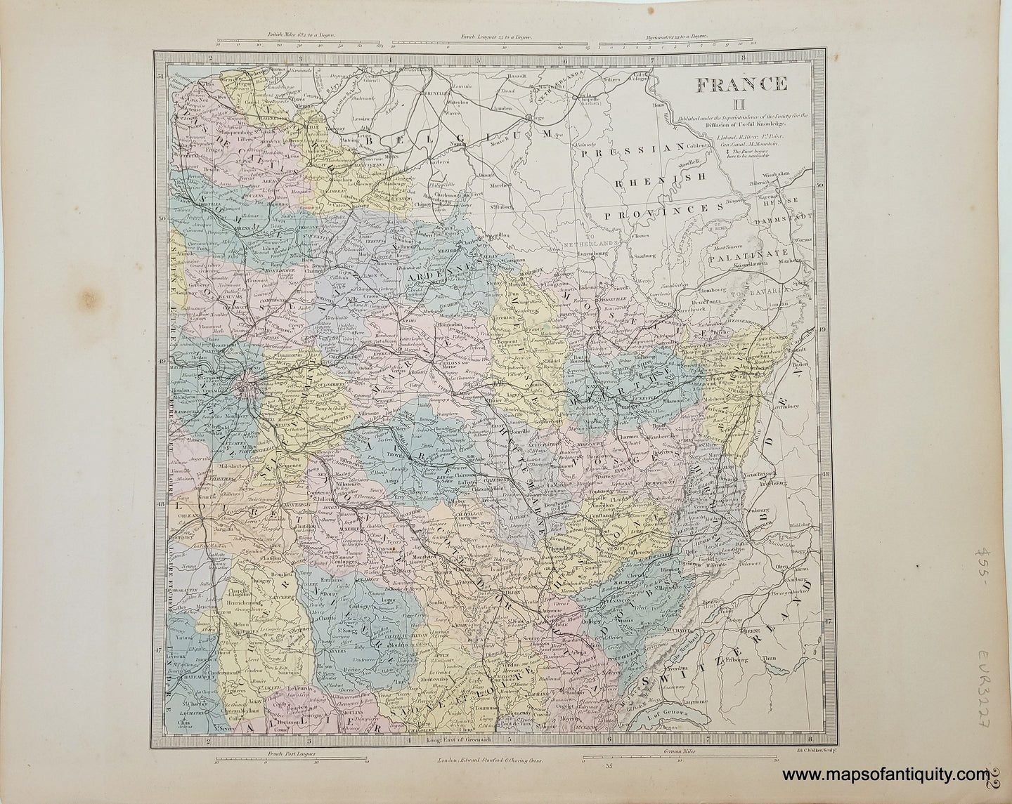 Genuine-Antique-Map-France-II-France--1860-SDUK-Society-for-the-Diffusion-of-Useful-Knowledge-Maps-Of-Antiquity-1800s-19th-century