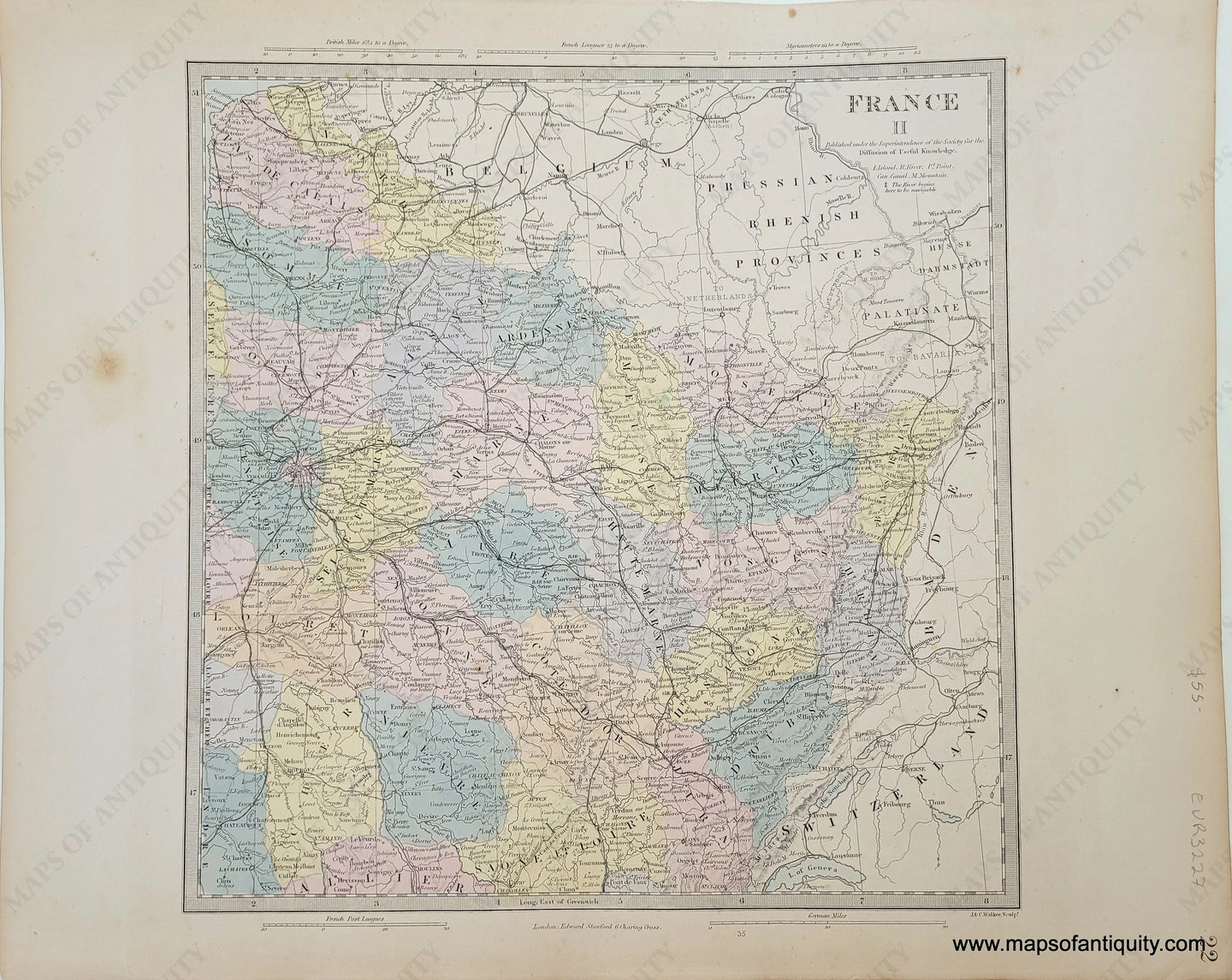 Genuine-Antique-Map-France-II-France--1860-SDUK-Society-for-the-Diffusion-of-Useful-Knowledge-Maps-Of-Antiquity-1800s-19th-century