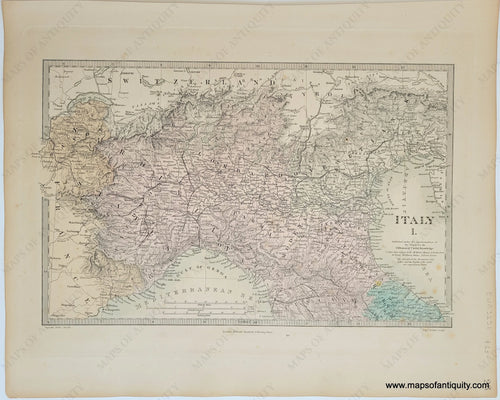 Genuine-Antique-Map-Italy-I-Italy--1860-SDUK-Society-for-the-Diffusion-of-Useful-Knowledge-Maps-Of-Antiquity-1800s-19th-century