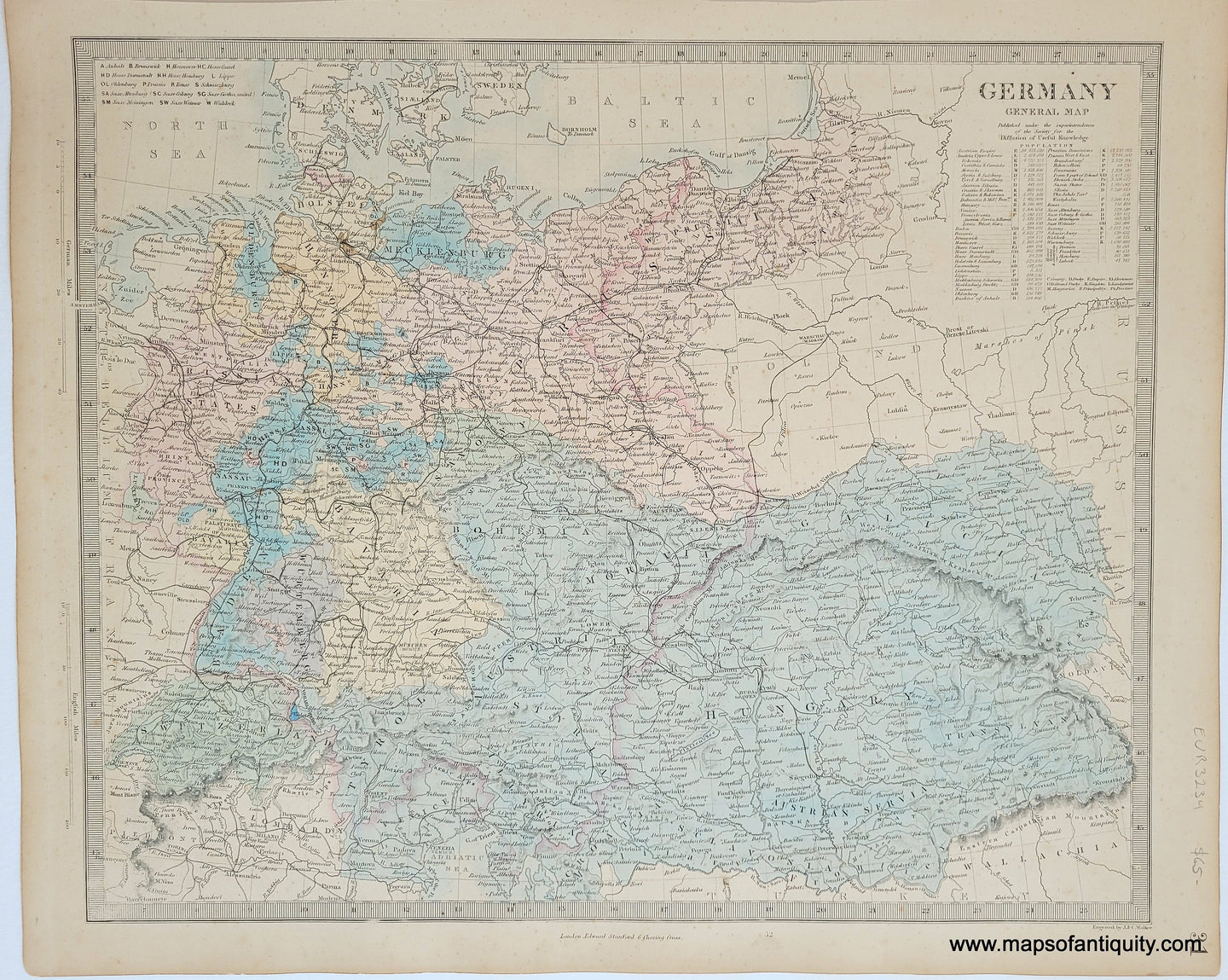 Genuine-Antique-Map-Germany-General-Map-Germany--1860-SDUK-Society-for-the-Diffusion-of-Useful-Knowledge-Maps-Of-Antiquity-1800s-19th-century