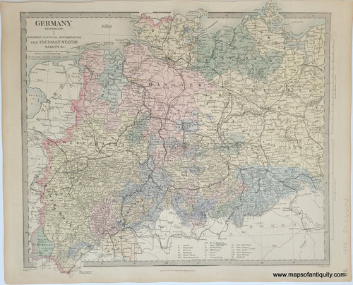Genuine-Antique-Map-Germany-Deutschland-I-Holstein-Hanover-Mecklenburg-the-Prussian-States-Saxony-&c--Germany--1860-SDUK-Society-for-the-Diffusion-of-Useful-Knowledge-Maps-Of-Antiquity-1800s-19th-century