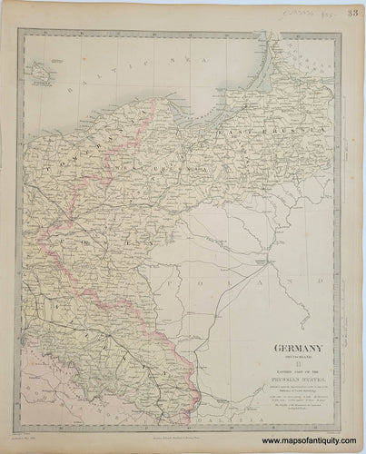 Genuine-Antique-Map-Germany-Deutschland-II-Eastern-Part-of-the-Prussian-States-Germany--1860-SDUK-Society-for-the-Diffusion-of-Useful-Knowledge-Maps-Of-Antiquity-1800s-19th-century