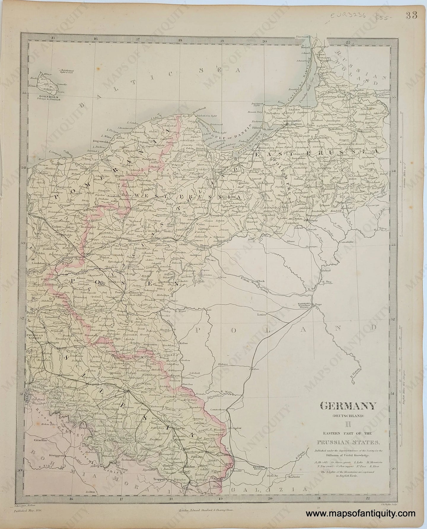 Genuine-Antique-Map-Germany-Deutschland-II-Eastern-Part-of-the-Prussian-States-Germany--1860-SDUK-Society-for-the-Diffusion-of-Useful-Knowledge-Maps-Of-Antiquity-1800s-19th-century