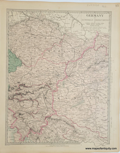 Genuine-Antique-Map-Germany--IV-Austrian-Dominions-I-Germany-Austria-Hungary--1860-SDUK-Society-for-the-Diffusion-of-Useful-Knowledge-Maps-Of-Antiquity-1800s-19th-century