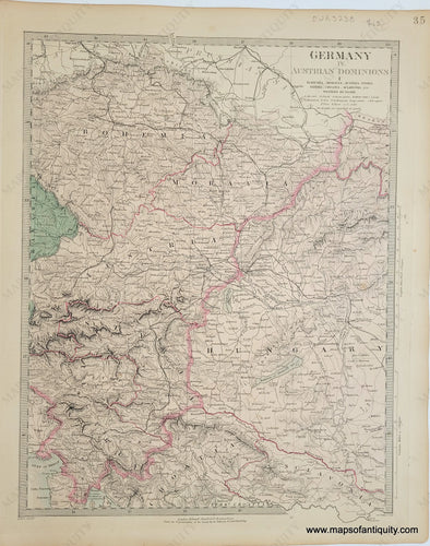 Genuine-Antique-Map-Germany--IV-Austrian-Dominions-I-Germany-Austria-Hungary--1860-SDUK-Society-for-the-Diffusion-of-Useful-Knowledge-Maps-Of-Antiquity-1800s-19th-century