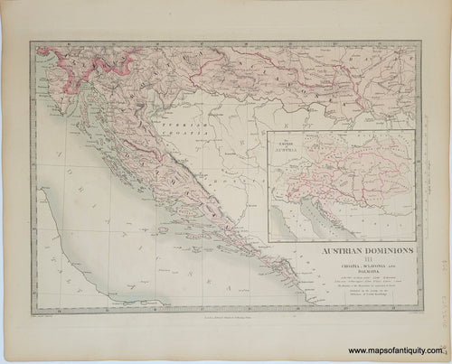 Genuine-Antique-Map-Austrian-Dominions-III-Croatia-Sclavonia-and-Dalmatia-Austria-Hungary--1860-SDUK-Society-for-the-Diffusion-of-Useful-Knowledge-Maps-Of-Antiquity-1800s-19th-century
